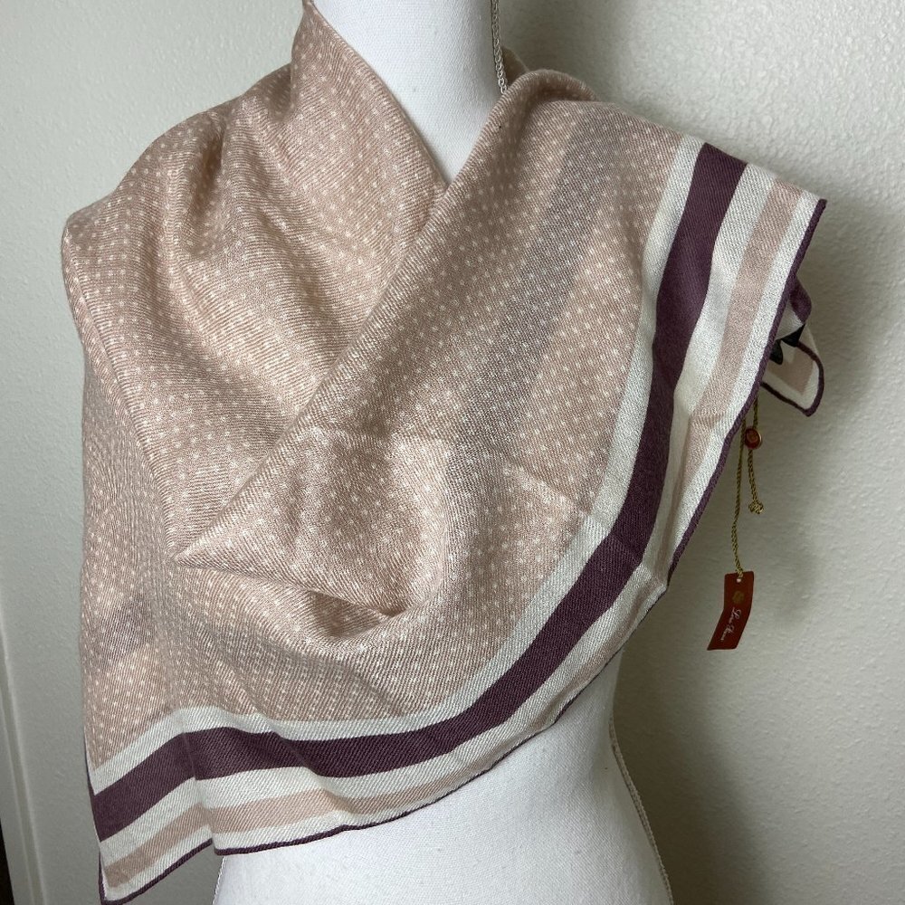 NWT Authentic Loro Piana Cashmere Silk Square Scarf Polka Dot